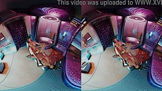 vreal 18k scissoring with glowing dildo and vr headset in cyberpunk 2077 lesbian tribadism parody featuring judy alvarez and panam palmer