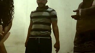 Sharing wives in a menage a trois swing with Nana Diaba and Leo Ogro.