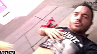 Andy-Star fucks a blonde slut outdoors in Hamburg's Reeperbahn