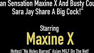 asian maxine x and sara jay share big cock