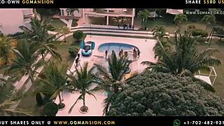 Three latina girls with big asses suck a dildo in lesbian threesome. Like it's real cock.