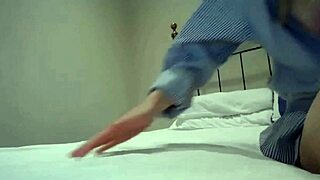 Adorable girl in shirt chats on web with friend