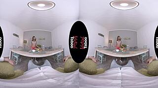 Brunette Gives Blowjob and Handjob in Taboo Breakfast Scene.