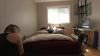 milf teases bound boyfriend's feet and cock