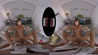 Brunette Gives Blowjob and Handjob in Taboo Breakfast Scene.