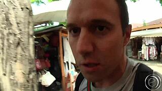 Titus and Lauro Giotto bang a horny chick in wild public 3some action