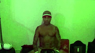 porn star stretches in split machine at gym