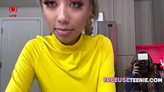 Asian teen babe gets freeused in interracial fucking for marketing gig in shop