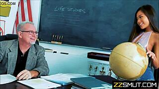 Hey, watch this teen girl screw her professor right in the classroom after hours