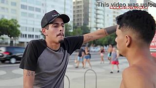 Intense bareback fucking my friend for his skate