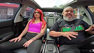 Taking A Walk Through Sao Paulo Streets With Naked Redhead In Car