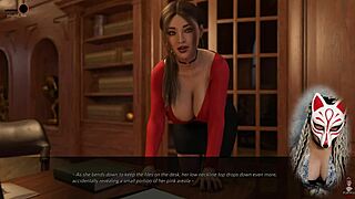 Why does this sexy secretary with huge boobs tease in office skirt? Playful fox caught on hentai cam.