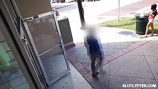 Sexy amish shoplifter bouncing over the officers big dick