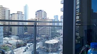 Hot Gamer Girl Flashes Her Big Tits On Balcony Outdoors