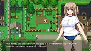 Leanna experiences bound fingering and masturbation in hentai bondage game leading to bukkake