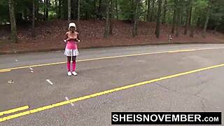 My boyfriend pressured me into flashing and riding his big cock