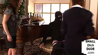 Tiny dick femdoms wanking pathetic cock in group 😜