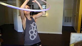 hoop girl shakes her tits in wild dance