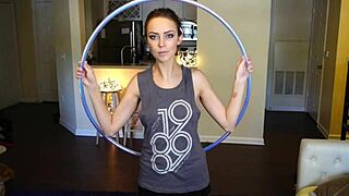 hoop girl shakes her tits in wild dance