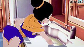Chichi stuck in kitchen in Dragon Ball Z