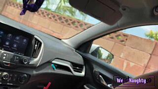 Titty banging my slutty girlfriend in car. She gives an epic handjob!