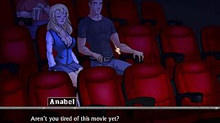 Horny Blonde Teen with Big Tits Sucks Boyfriend’s Cock in Public Cinema