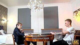 tutor with short hair nailed by student in several hot poses