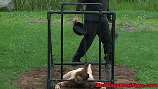 Redhead gets dominated and humiliated with blowjob in bondage.