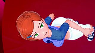 Gwen holds big cock in adult hotel parody 😏