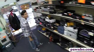 Sexy girlfriend gets rammed by pawn guy while boyfriend watches hidden