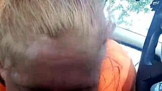 street whore gives car bj in this homemade video