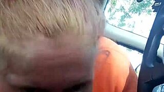 street whore gives car bj in this homemade video