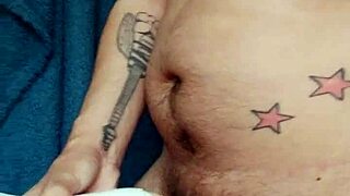 freak in kitchen uses fleshlight on cock with sneakers and tattoo.