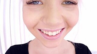 velvet rain swallows huge cum load from big cock pov blowjob