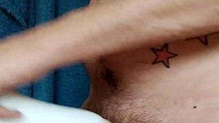 freak in kitchen uses fleshlight on cock with sneakers and tattoo.