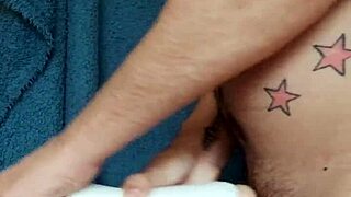 freak in kitchen uses fleshlight on cock with sneakers and tattoo.