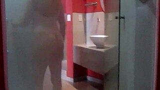 She Jerks Him Off While I Bathe!