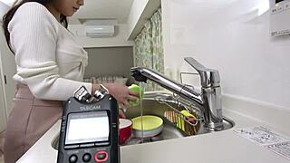 japanese babe with big tits and ass getting intense blowjob