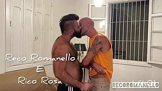reco romanello takes rico rosa for the first time in steamy action.