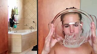 Spitting and Gagging While Fucking Throat with Double-Ended Dildo for Saliva Fetish