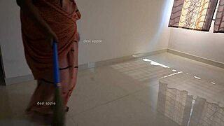 Tamil maid prabha jerks owner's dick between work tasks