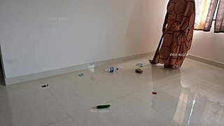 Tamil maid prabha jerks owner's dick between work tasks