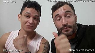 Rich ass bounces hard in intense conversation with Richards Oliver and Allan Guerra Gomes.