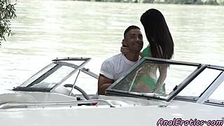 Gorgeous Euro babe enjoys anal pounding on a boat