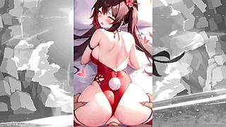 Hu Tao hentai compilation from Genshin Impact with various anime scenes