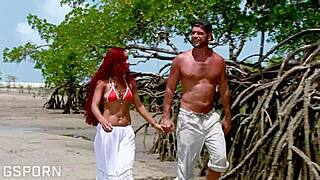 Drilling a sexy Brazilian redhead girl on the beach