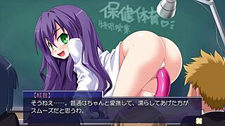 Public pervert toys with bound anime girl outdoors