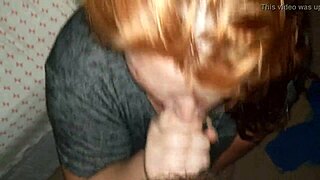 redhead milf gives an amazing blowjob to amateur