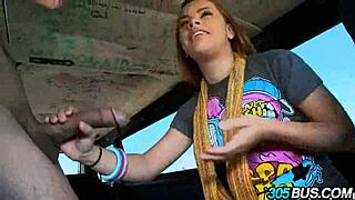 Is this redhead teen 18+ slut fucking for cash in public car?