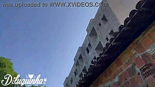 Skinny amateur films outdoor fun at abandoned farm